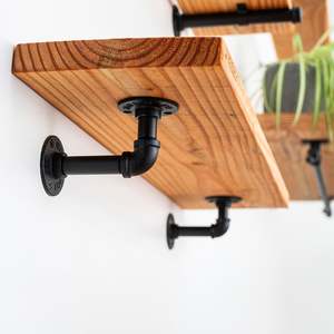 Rustic Pipe Bracket Shelf 170cm