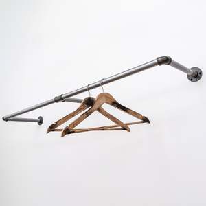 Furniture: Industrial Clothing Rail With Centre Support (Silver)
