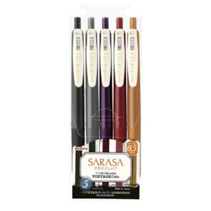 Gel Pens: Zebra Sarasa Clip Gel Pen - 5 Vintage Color Set B - 0.5 mm