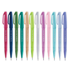 Brush Pens Calligraphy Pens: Pentel Fude Touch Brush Sign Pen - Long Life Design Award - 12 New Colors