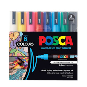 Markers: Uni Posca PC-5M Paint Markers - Medium Tip - 8 Color Set - 2.5 mm