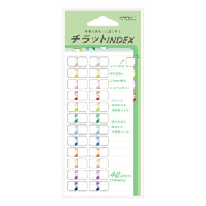 Midori Chiratto Index Tab - Numbers - 2 Sheets (48 Pieces) - Small - Colors