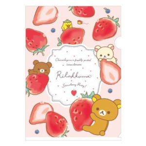 San-X Rilakkuma Clear Holder - A4 - Strawberry Party - Single