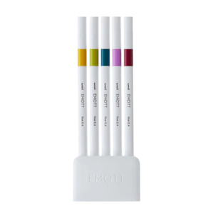 Comic Manga Pens: Uni EMOTT Bleeding Resistant Fineliner - 0.4 mm - 5 Color Set No.8 Retro
