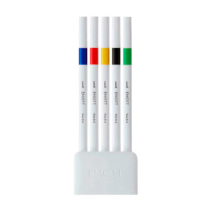 Uni EMOTT Bleeding Resistant Fineliner - 0.4 mm - 5 Color Set No.1 Vivid