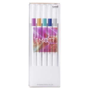 Uni EMOTT Bleeding Resistant Fineliner - 0.4 mm - 5 Color Set No.12 Virtual