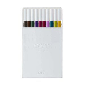 Uni EMOTT Bleeding Resistant Fineliner - 10 Dark Color Set - No.3 - 0.4 mm