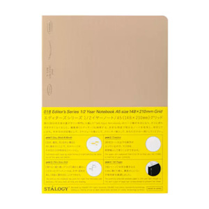 Stalogy Editor's Series 1/2 Year Notebook - 96 Sheets - Grid - A5 - Beige -&hellip;