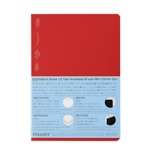 Stalogy Editor's Series 1/2 Year Notebook - 96 Sheets - Dot Grid - A5 - Red