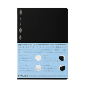 Stalogy Editor's Series 1/2 Year Notebook - 96 Sheets - Dot Grid - A5 - Black