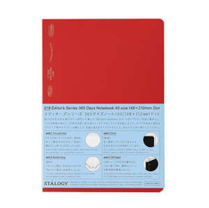 Stalogy Editor's Series 365 Days Notebook - 184 Sheets - Dot Grid - A5 - Red