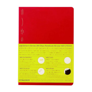 Stalogy Editor's Series 365 Days Notebook - 184 Sheets - Grid - A5 - Red