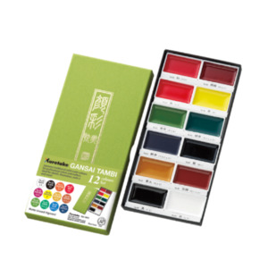 Kuretake Gansai Tambi Watercolor Palette - 12 Color Set