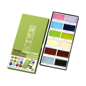 Kuretake Gansai Tambi Watercolor Palette - 12 New Color Set