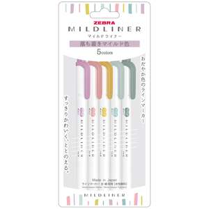 Zebra Mildliner Double-Sided Highlighters - 5 Calm Color Set - 2025 New