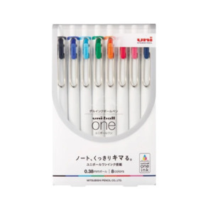 Uni-ball One Gel Pen - 8 Color Set - 0.38 mm