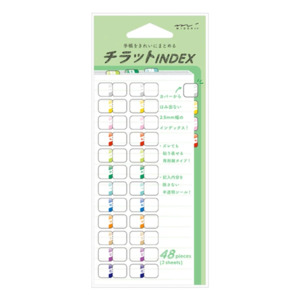Midori Chiratto Index Tab - Numbers - 2 Sheets (48 Pieces) - Small - Colors