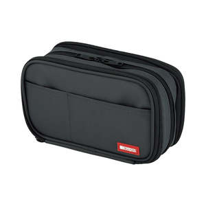 Lihit Lab Teffa Pen Case - Book Style - Triple Zipper - Black