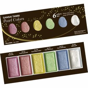 Kuretake Gansai Tambi Watercolor Set - Pearl Colors - 6 Color Set