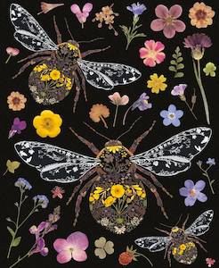 Greeting Card -  Bumblebees against Black