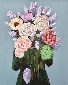 Greeting Card - Green Dress with Flowers