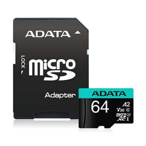 ADATA Premier Pro microSDXC UHS-I U3 A2 V30 Card with Adapter 64GB