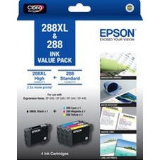 Epson: Epson 288XL BK + 288 C/M/Y 4 Ink Cartridge Value Pack