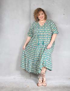 Core Collection: Florence Dress Short Sleeve - Green Diamond
