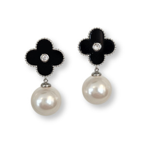 accessories: Pearl Drop Earring - Silver