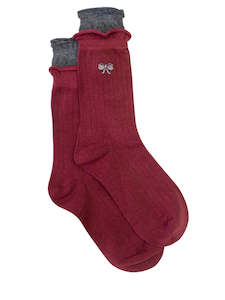 Socks: Antler Merlot & Grey Bow Socks