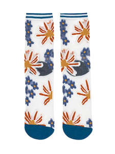 Antler Flower Sheer Sock - Toffee