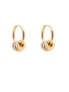Earrings: Antler Runaway Hoop Earring - Diamante Rings Gold