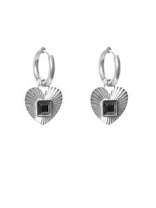 Earrings: Antler Midnight Embrace - Fluted Heart Earring