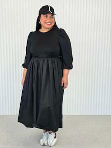 Except Knitwear: Santorini Dress - Black Long Sleeves
