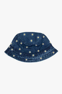 Hats: Denim Bucket Hat- Daisy