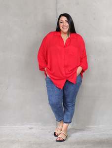 Except Knitwear: Haven Shirt - Cherry