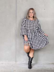 Willow Dress Long Sleeve - Black Check