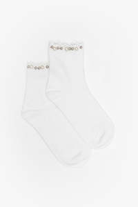 Socks: Pearl & Silver Top Sock