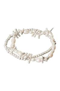 Jewellery 1: Esther Bracelets Set - Silver Pearl