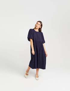 Dresses: Thing Thing Lucinda Dress Navy Check