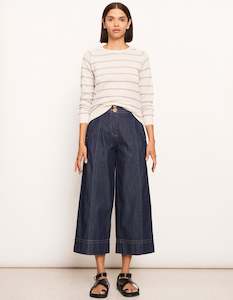 Jumpers Knits: POL Lido Lurex  Stripe Knit Pebble/Turq