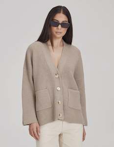 Jumpers Knits: Commoners Womens Wool/Cashmere Boxy Cardi Slate