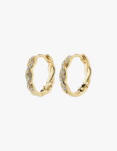 Under 100: Pilgrim Ezo Twirled Crystal Hoops - Rose Gold Plated - Crystal