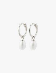 Pilgrim Berthe Recycled Pearl Hoop Earrings Silver Plated