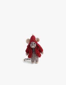 Ornaments: Gry & Sif Grey Mouse with Red Jacket