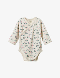 Nature Baby: Nature Baby L/S Kimono Bodysuit Waterlillies Print