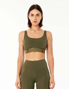 P E Nation: PE Nation Back Check Sports Bra Khaki Brown