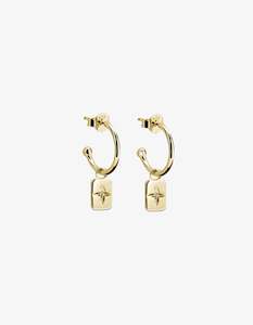 Murkani Rectangle Desert Flower Earrings Gold Plate