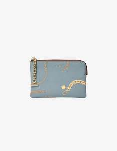 Handbags Wallets: Saben Poppy Duck Egg Chain Print