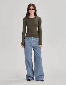 Commoners Supersoft Long Sleeve Olive Grey Tee